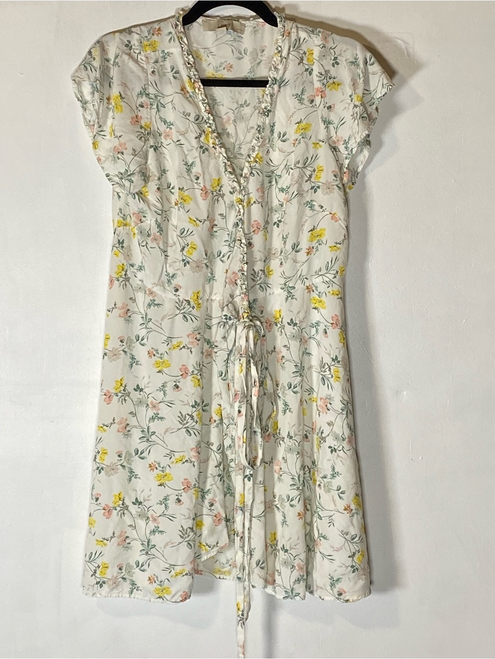 LOFT Petite Floral Kimono Robe Dress Size 8P Romantic‎ Boho Tie Front